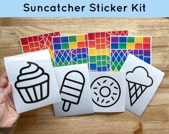 sweet treat craft kit for kids, summer birthday party activities, suncatcher sticker kit, rainy day activities, toddler travel kit, arts and