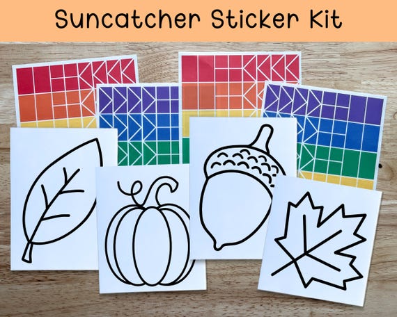 fall suncatcher sticker kit, fall activity kits, pumpkin craft kit for kids, thanksgiving activities, toddler travel kit, rainy day activity