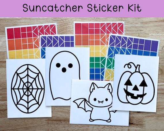 halloween suncatcher sticker for windows, halloween craft kits for kids, spooky gift for girls, ghost kit for boys, spiderweb sun catcher