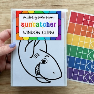 shark suncatcher cling for windows, DIY window decal, ocean craft kits for toddler arts and crafts for boys, airplane activities for kids