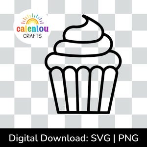 cupcake overzicht PNG SVG, commercieel gebruik digitale download, verjaardagstaart svg voor cricut silhouet gesneden bestand, feestelijke zoete traktatie clipart