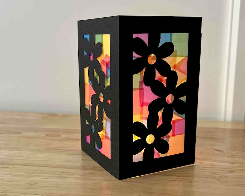 flower lantern craft kit for kids, faux stained glass luminary lantern, pre teenage girls gifts, arts and crafts for girls, best sellers image 3