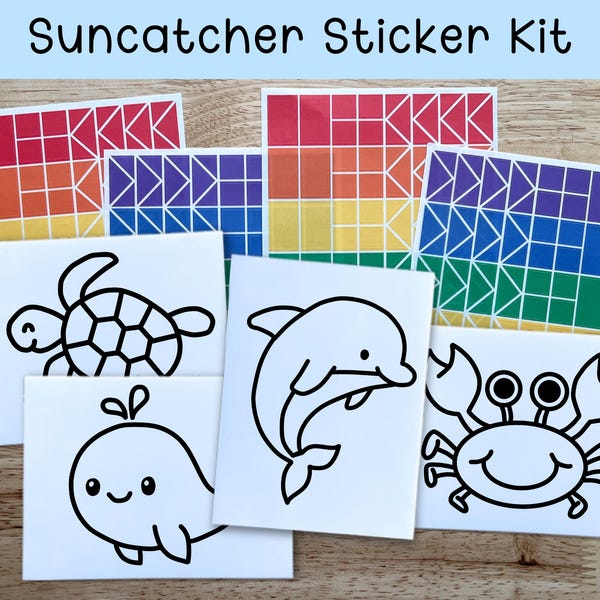 ocean suncatcher crafts for kids, dolphin suncatcher window sticker, whale suncatcher kit, under the sea birthday activities, nautical craft