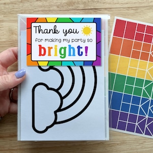 rainbow birthday party favors for kids, rainbow sticker crafting for girls, rainbow party activities, art party favors, party craft kits