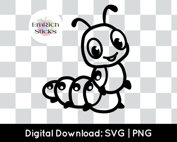 Caterpillar Outline PNG SVG Commercial Use Instant Digital Download Worm Svg File for Cricut Silhouette Cut File Bug Insect Clipart Etsy