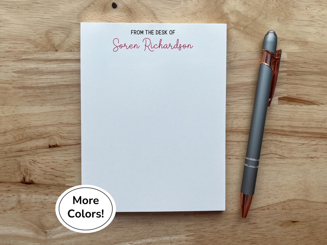 Personalized From the Desk of Notepad, Custom Name Notepad Birthday ...