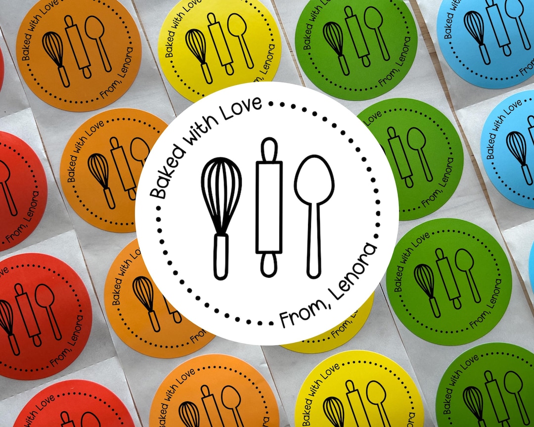 Baked With Love Stickers, Custom Baking Gift Tags, Personalized From ...