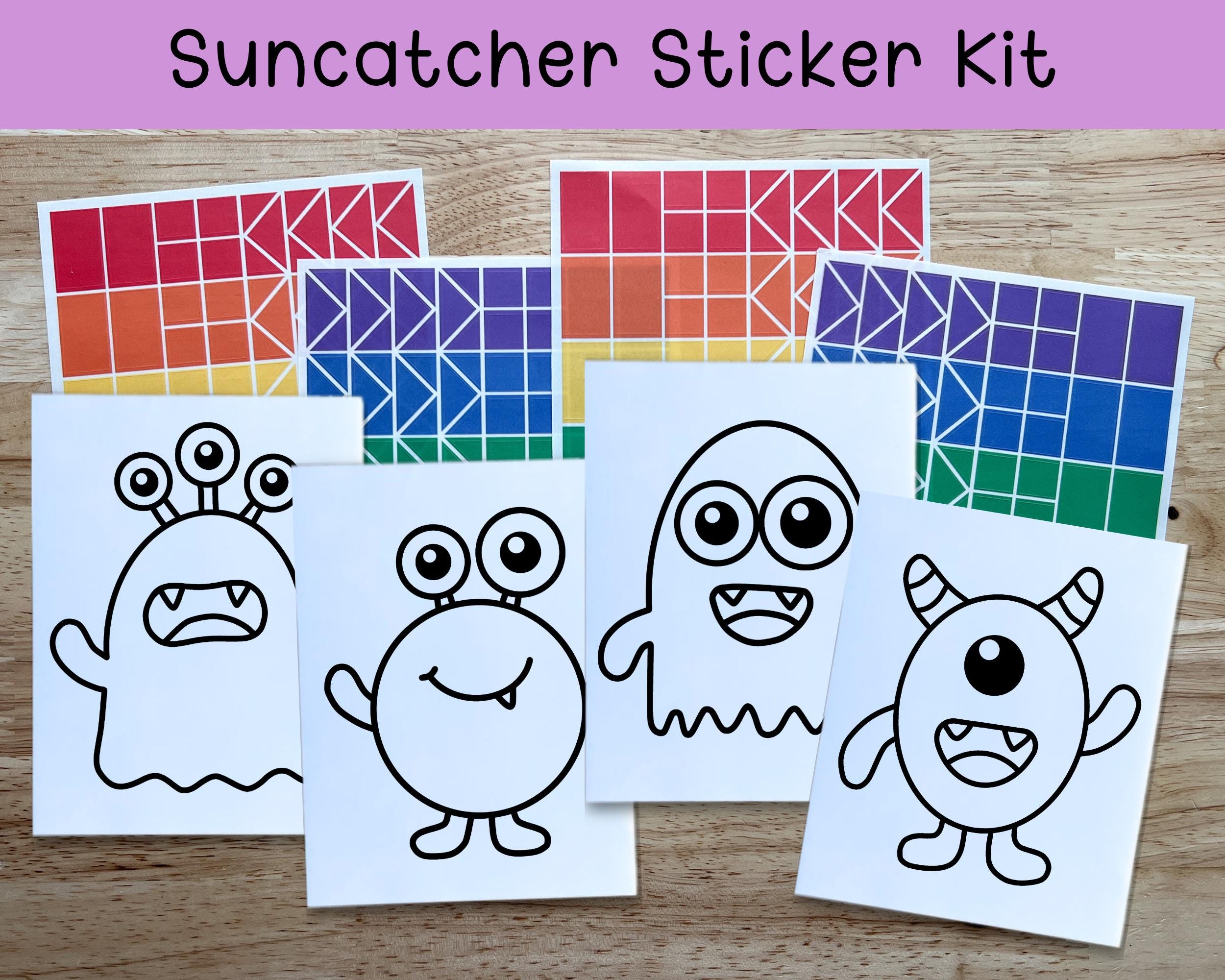 monster suncatcher sticker for windows, cute halloween craft kits…