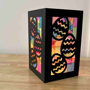 Easter lantern craft kit for kids, Easter egg decor, Easter basket stuffers for toddlers, Easter gifts for girls faux stained glass luminary image 3