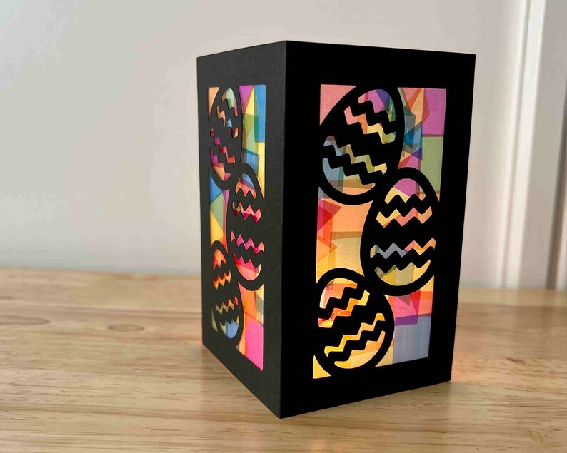 Easter lantern craft kit for kids, Easter egg decor, Easter basket stuffers for toddlers, Easter gifts for girls faux stained glass luminary image 3