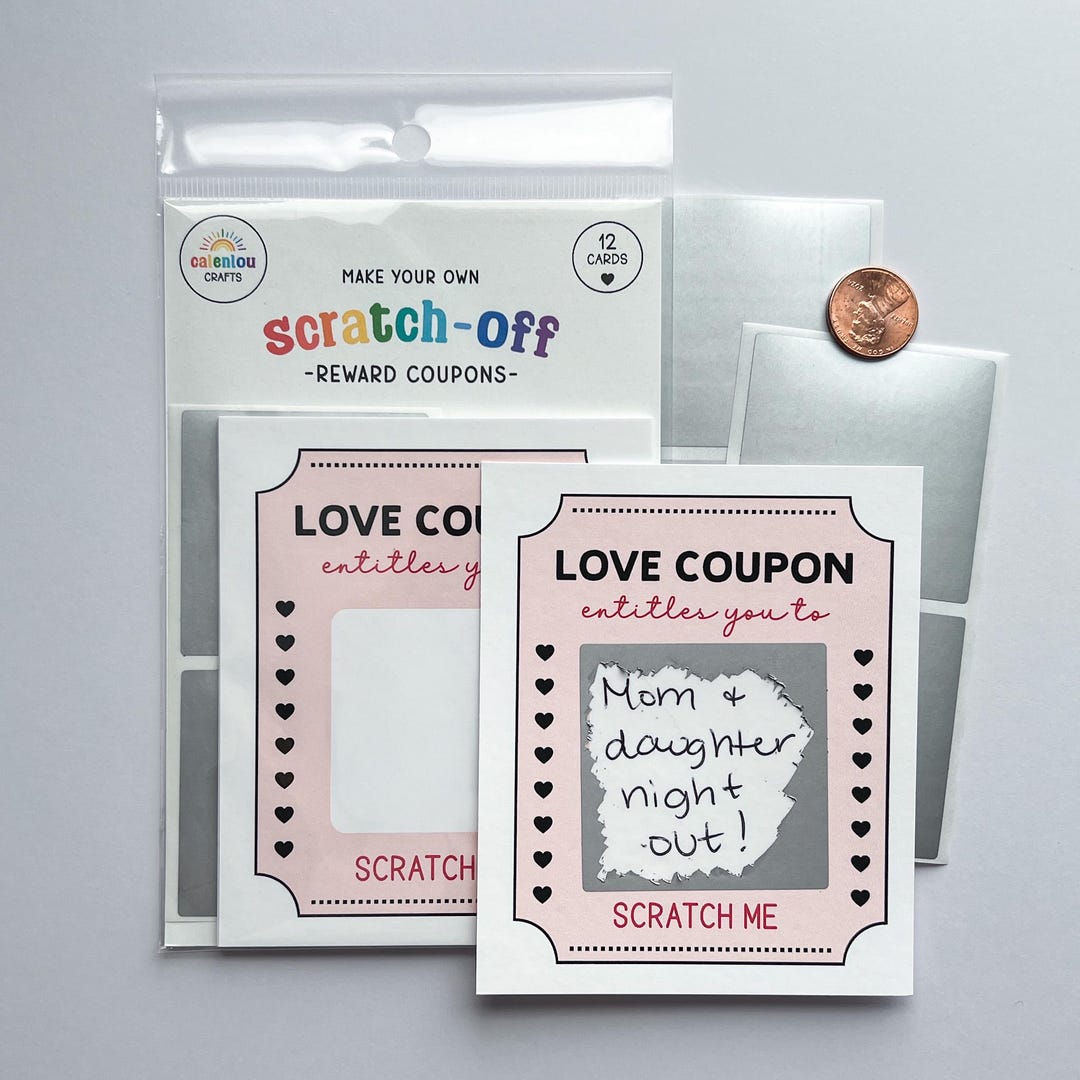 Love Coupon Scratch off Cards for Kids, DIY Reward Coupons, Valentine’s ...