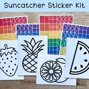 fruit suncatcher window sticker set, pineapple party favors, summer crafts for girls, preschool craft kits for kids, orange suncatcher cling