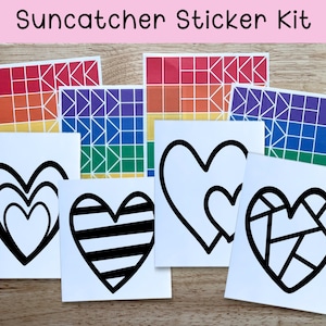 Valentine hearts suncatcher kit set of 4, cute Valentine craft for kids, Valentine arts and crafts for toddler, cute birthday gift for girls