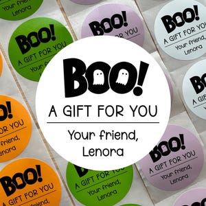 halloween party favor labels SET OF 10, boo a gift for you custom kids goodie bag stickers, personalized halloween classroom treat labels