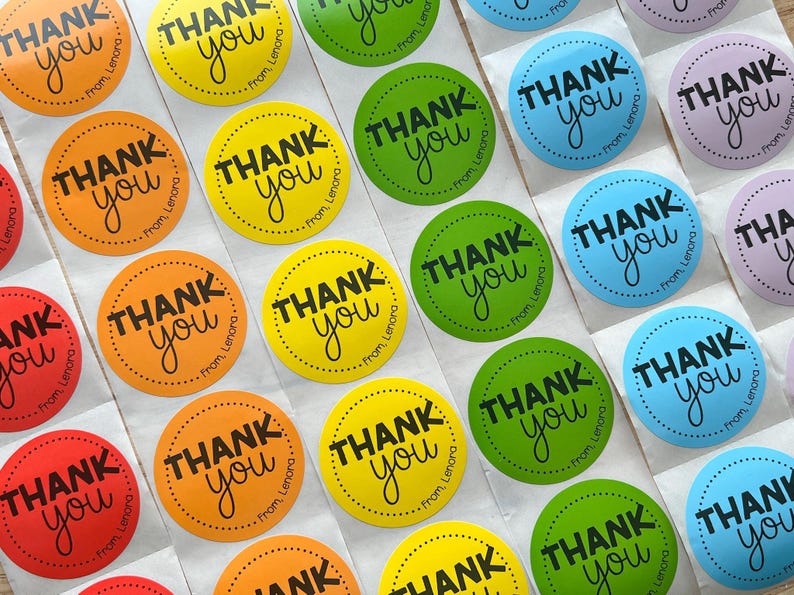 custom thank you labels, personalized stickers for birthday party favors, gift bags, baby shower favors (SET OF 10) image 3