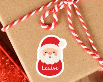 Santa Gift Tags, Personalized Christmas Stickers, Custom Holiday Labels (set of 25)