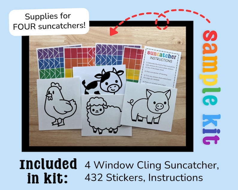 four window cling suncather, in stickers, instructions