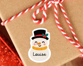 Snowman Gift Tags, Personalized Christmas Stickers, Custom Holiday Labels (set of 25)