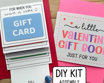 Make Your Own Valentine Waterfall Gift Card Book, DIY Craft Kit, Valentine's Day Card Money Holder, Assembly Required