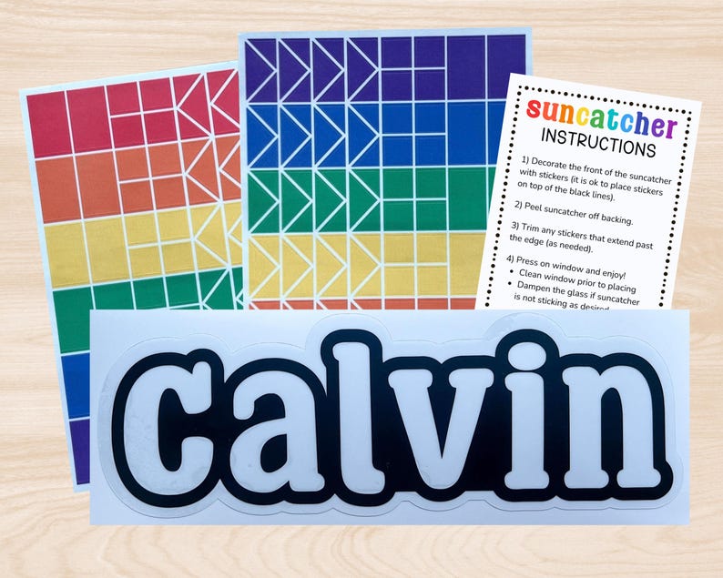 personalized name sticker suncatcher decal, faux stained glass window cling craft kits for kids, pre teenage girl gifts, art kit for toddler Bild 6