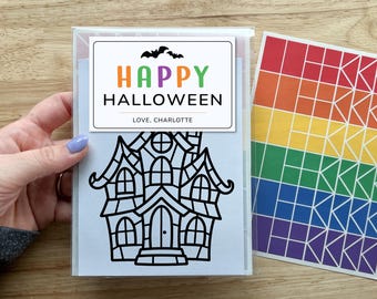 Haunted House Party Favors for Kids, Halloween Suncatcher Sticker Craft, Boo Basket Filler