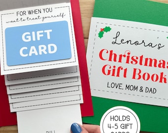 Christmas Waterfall Gift Card Book, Handmade Cash Money Gift Holder Holiday Card, Stocking Stuffer for College Student, Holds 4-5 Gift Cards