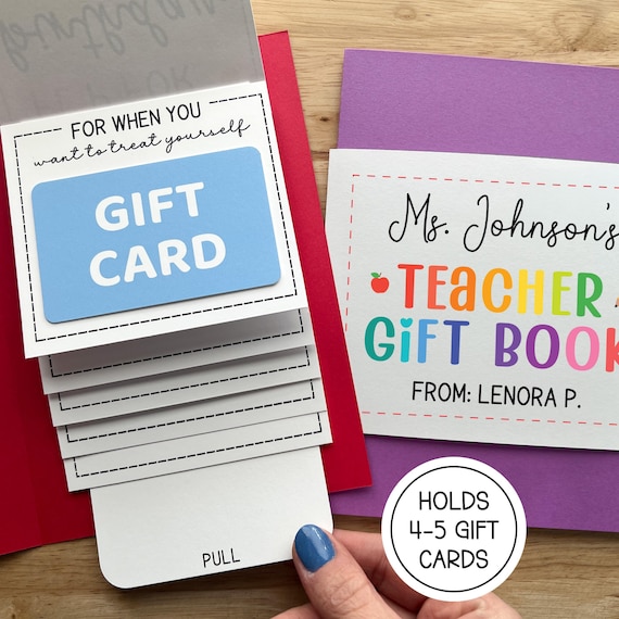Teacher Waterfall Gift Card Book, Handmade Cash Money Holder, Teacher Appreciation Gift (Holds 4-5 Gift Cards)