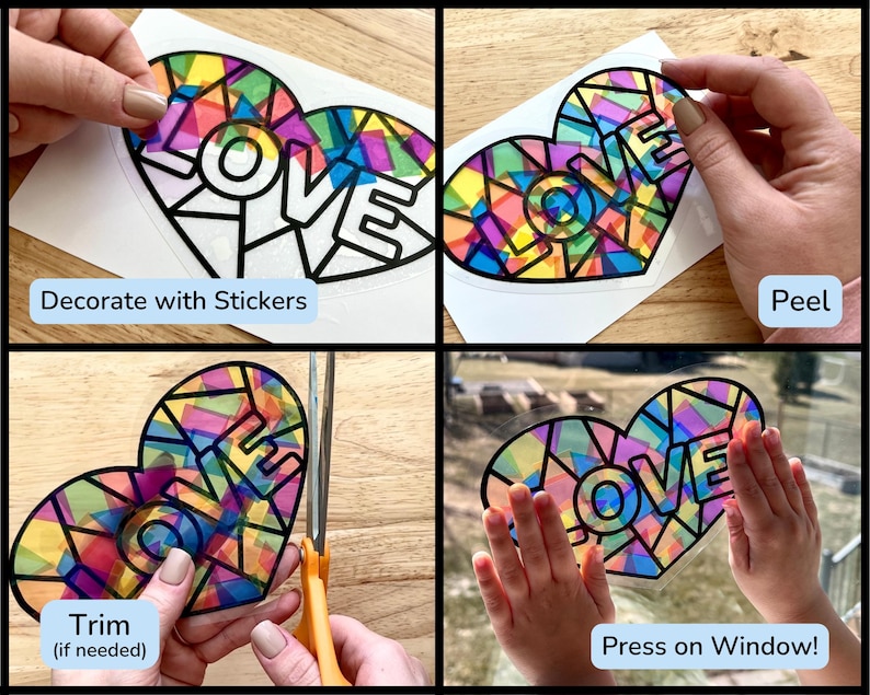 personalized name sticker suncatcher decal, faux stained glass window cling craft kits for kids, pre teenage girl gifts, art kit for toddler Bild 8