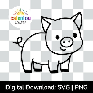 Contour de cochon PNG SVG, téléchargement numérique pour usage commercial, fichier svg animaux de la ferme pour silhouette, fichier de coupe cricut, clipart animal de basse-cour cochon