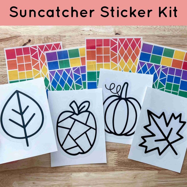 fall suncatcher sticker kit, fall activity kits, pumpkin craft kit for kids, thanksgiving activities, toddler travel kit, rainy day activity