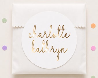 Personalized Foil Name Stickers, Custom Name Gift Labels