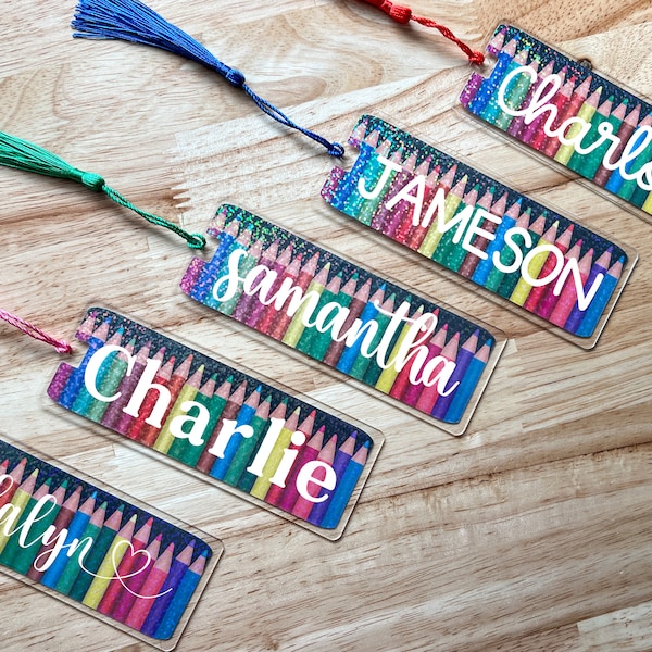 personalized colorful pencil bookmark for kids, custom name bookmarks for tween girls, end of year gifts for students from teacher, last day