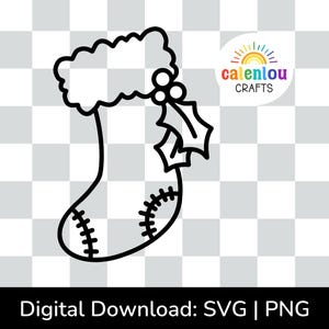 christmas stocking outline PNG SVG, commercial use instant digital download christmas svg file for cricut silhouette cut file, holiday sock