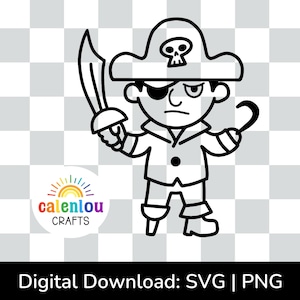 pirate outline PNG SVG, commercial use digital download, ship captain svg file for cricut silhouette cut file, skull and crossbones clipart