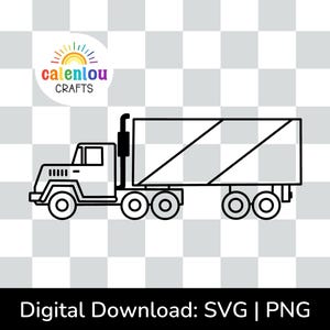 semi truck outline PNG SVG, commercial use instant digital download, transportation vehicle svg file for cricut silhouette cut file clipart