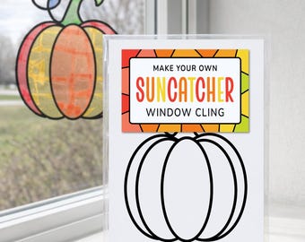 Fall Pumpkin Craft Kit for Kids, Halloween Suncatcher Window Sticker Activity