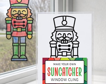 Nutcracker Craft Kit, Toy Soldier Suncatcher Window Sticker Activity, Christmas Stocking Stuffer for Kids