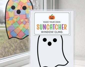 Ghost Suncatcher Craft Kit, Halloween Party Favor Activity for Kids