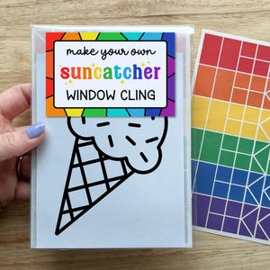 ice cream sticker suncatcher craft kits for girls, travel busy box filler, preschool activities, tween girl gifts, toddler art activity
