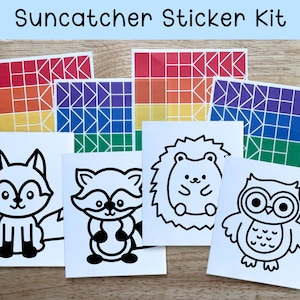 forest animal craft kit for kids, woodland birthday party activities, fox suncatcher sticker kit, arts and crafts for 3 year old girl gift
