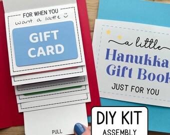 Make Your Own Hanukkah Waterfall Gift Card Book, DIY Craft Kit, Jewish Holiday Cash Money Holder, Assembly Required