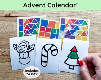 MINI christmas advent calendar for kids, christmas suncatcher crafts for toddlers, advent calendar fillers, holiday craft kit for girls