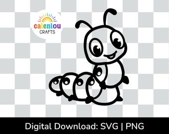 caterpillar outline PNG, SVG, commercial use instant digital download, worm svg file for cricut, silhouette cut file, bug insect clipart