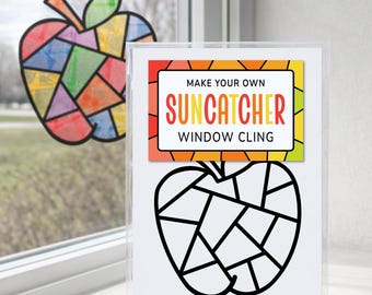 Apple Craft Kit for Kids, Fall Suncatcher Window Sticker Activity
