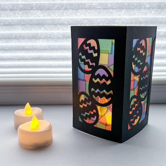 Easter lantern craft kit for kids, Easter egg decor, Easter basket stuffers for toddlers, Easter gifts for girls faux stained glass luminary