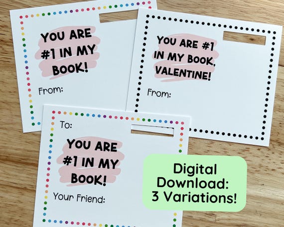 Magnetic Bookmark Valentine Card, DIY PDF Print File & SVG Cut File (Digital Download)