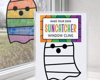 Ghost Craft Kit for Kids, Halloween Suncatcher Window Sticker Activity