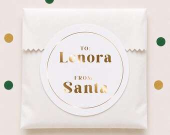 From Santa Gift Stickers for Kids, Personalized Foil Christmas Labels