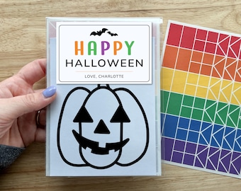 Jack O Lantern Party Favors, Halloween Pumpkin Suncatcher Sticker Craft, Boo Basket Filler