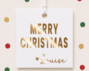 Christmas Gift Tags, Custom Foil Holiday Party Favor Tags